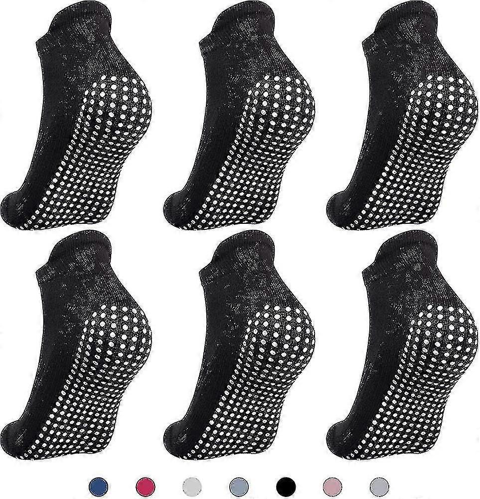 6 أزواج من الجوارب غير القابلة للانزلاق لليوغا ، بيلاتيس ، المستشفى ، جوارب شبشب مضادة للانزلاق ج