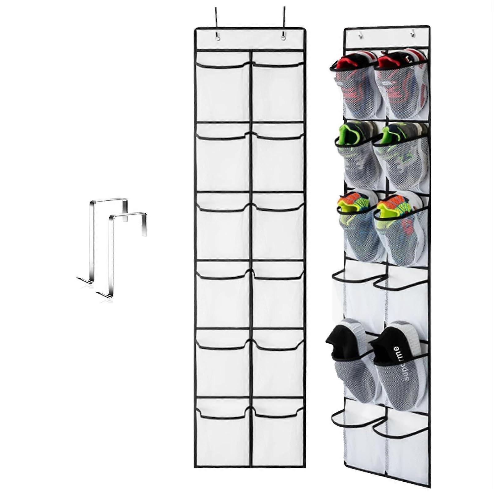 Over The Door Hanging Shoe Storage Holder Organizer 12 Large Mesh Pockets 2 Hooks For Shoes And Gadgets