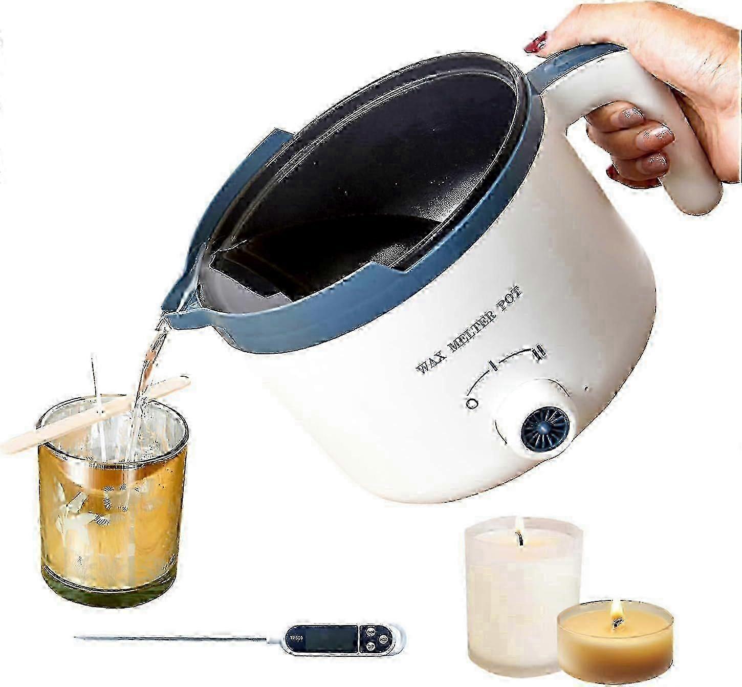 Fondoir à cire électrique, appareil à cire pour la fabrication de bougies avec couvercle, bain-marie avec bec verseur 25-26