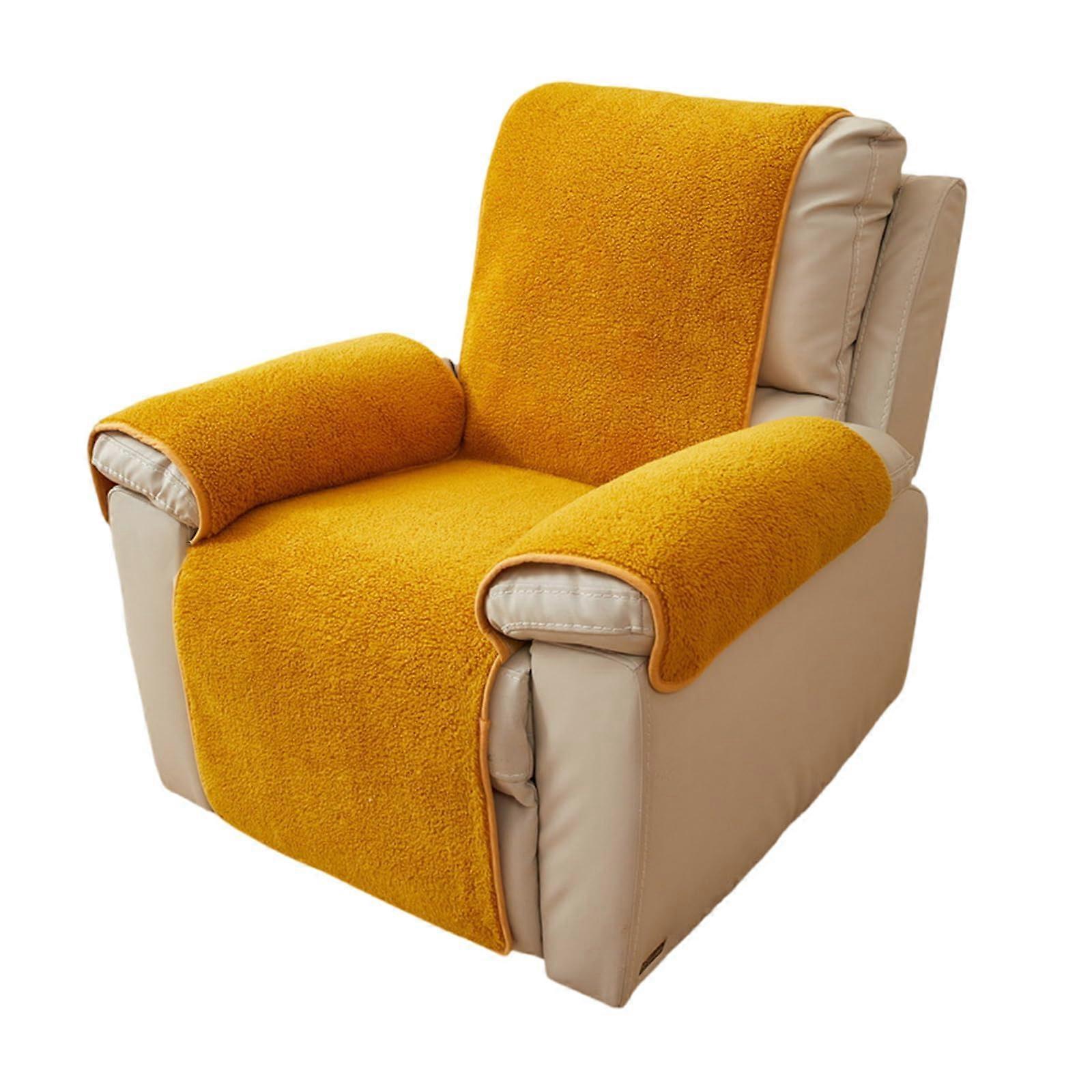 Armrest Protector Plushie Lambsfaux wool Sofa Armrest Covering For Recliners SlipResistant Kid And Pet Friendly