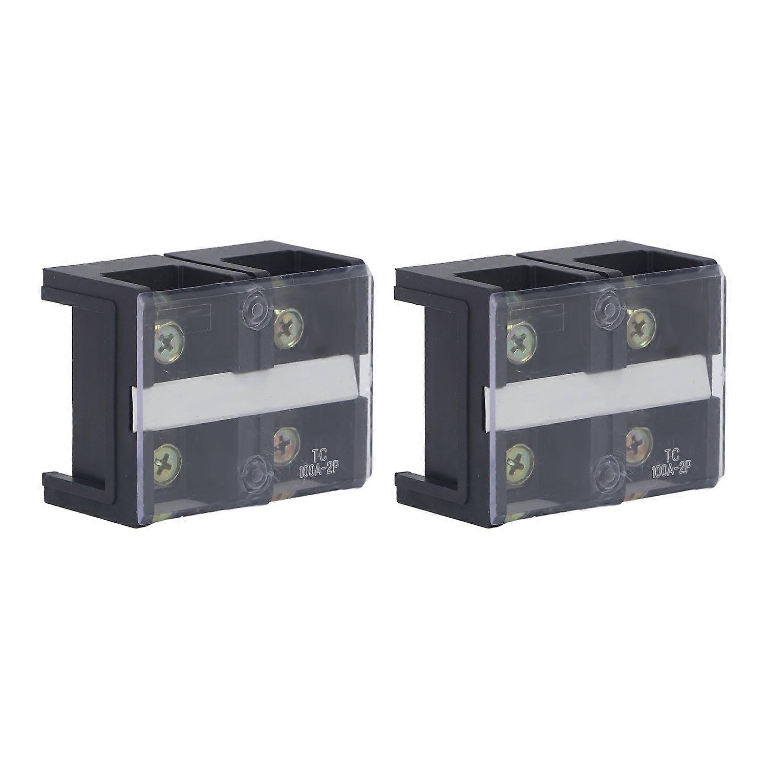 2pcs Wire Barrier Block Terminal Strip Professional TC Fixed 600V 100A Dual Row Screw Terminal Strip