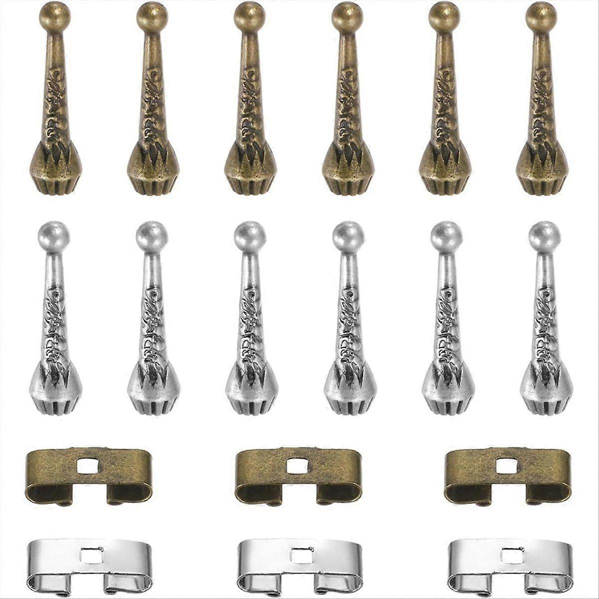 18 Pcs Bolo Tie Kit, Alloy Bolo Tie Tips Replacement End Caps and Slides Clasps Findings for Clothe