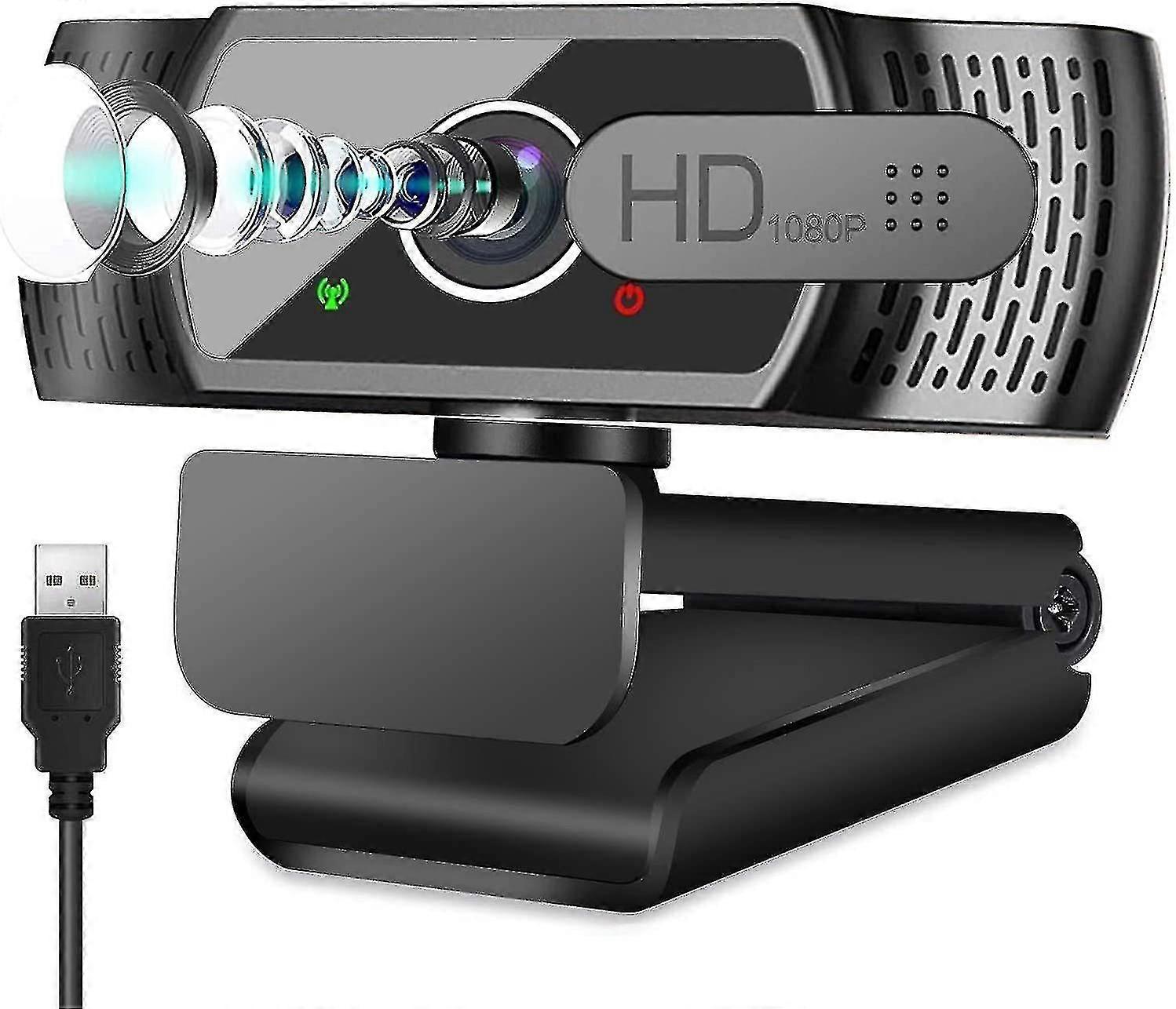 Webcam Hd 1080p Web Camera With Microphone, Chronus Usb Pc Computer Webcam With Auto Light Correction,plug And Play Usb Camera (black)