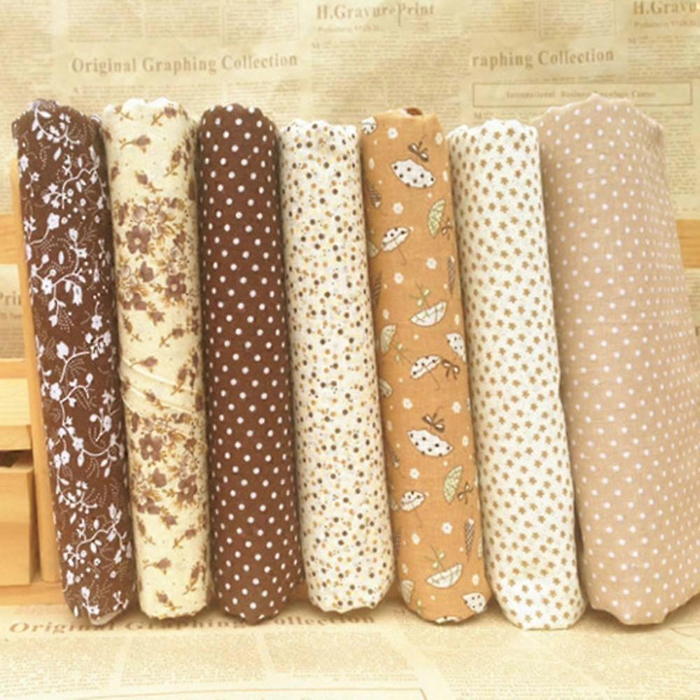 Thick Cotton Quilt Fabric Bundle Set 7 Assorted Colors with Precut Tabs