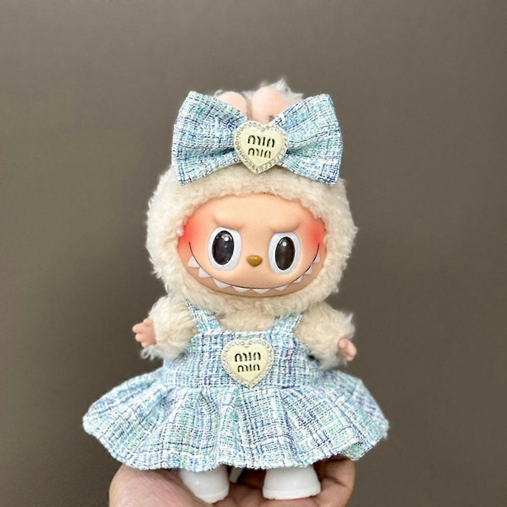 17cm 미니 인형 라부부 리본 머리띠 드레스 의상 3.0 라부부 인형 앉기 파티 장식 액세서리용 귀여운 의류 세트