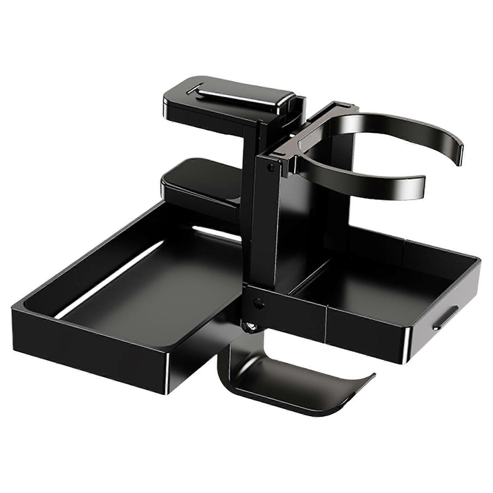 Adjustable Table Side Cup Holder Foldable Shelf for Beverages Phones Books Multicolor