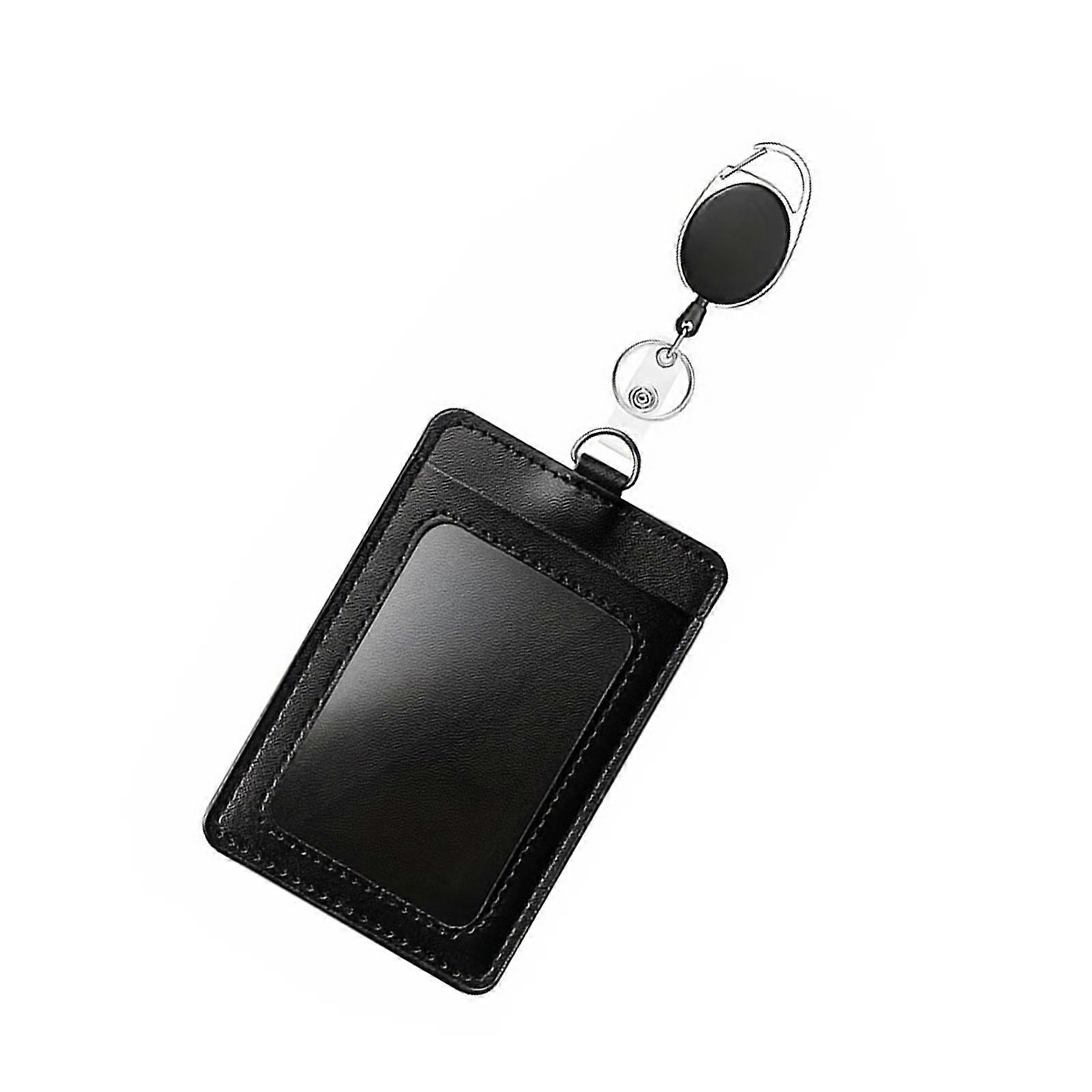 Stylish PU Card Case with Window PU Badge Holder With Scratch Resistant Finish And Multi Functional Card Slots  Black