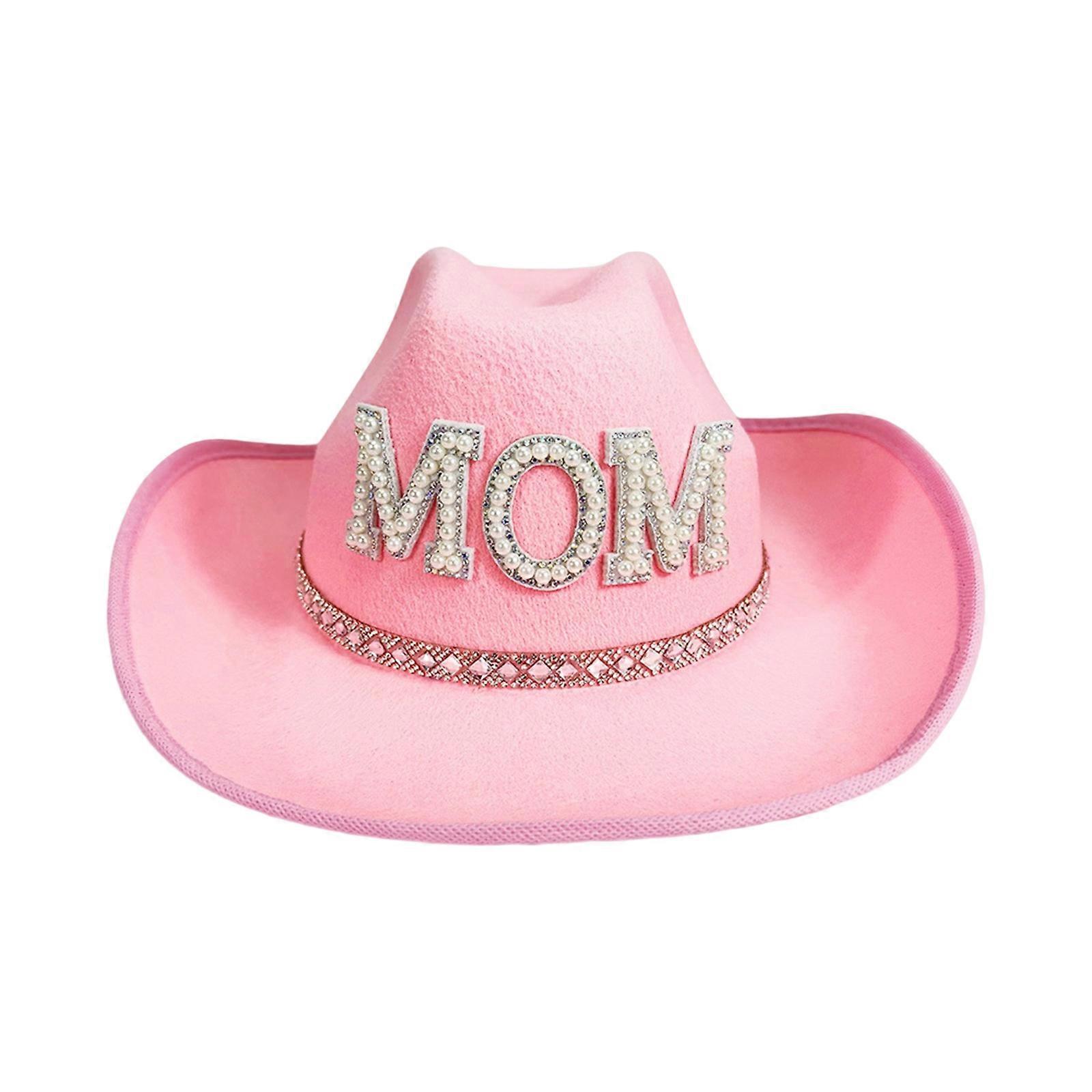 כובעי בוקרים מערביים מסוגננים עם פניני רקמה מכתב אבא / אמא לאירוע משפחתי חיצוני ומקלחת תינוק אירוע חג צבעוני