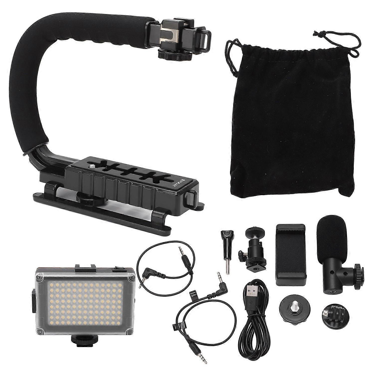 DV Bracket Stabilizer Kit Professional Handheld Video Stabilizer Grip with Mic Fill in Light for Mic