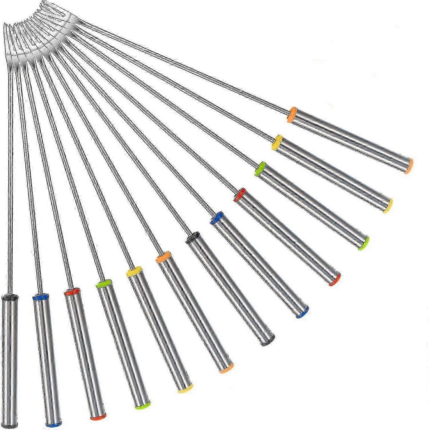 شوكات فوندو من الفولاذ المقاوم للصدأ مع مقبض مقاوم للحرارة للجبن شوكولاتة فوندو تحميص لحم الخطمي