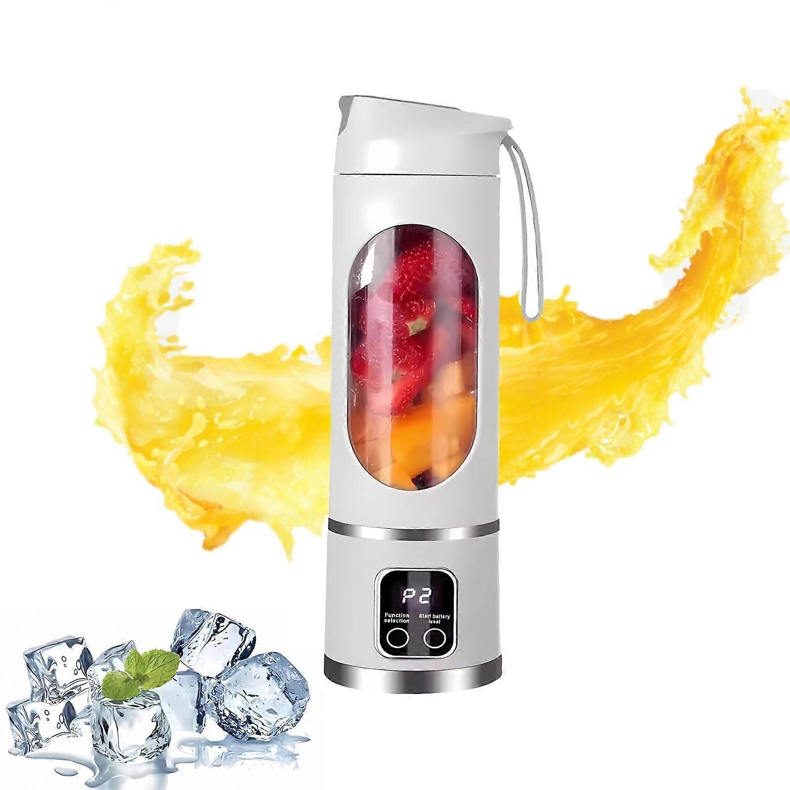 Portable Cordless Blender 450ml with Dual 1500mAh Battery, 12 Blades, 3 Speeds for Smoothies, Ice Crushing, Travel White