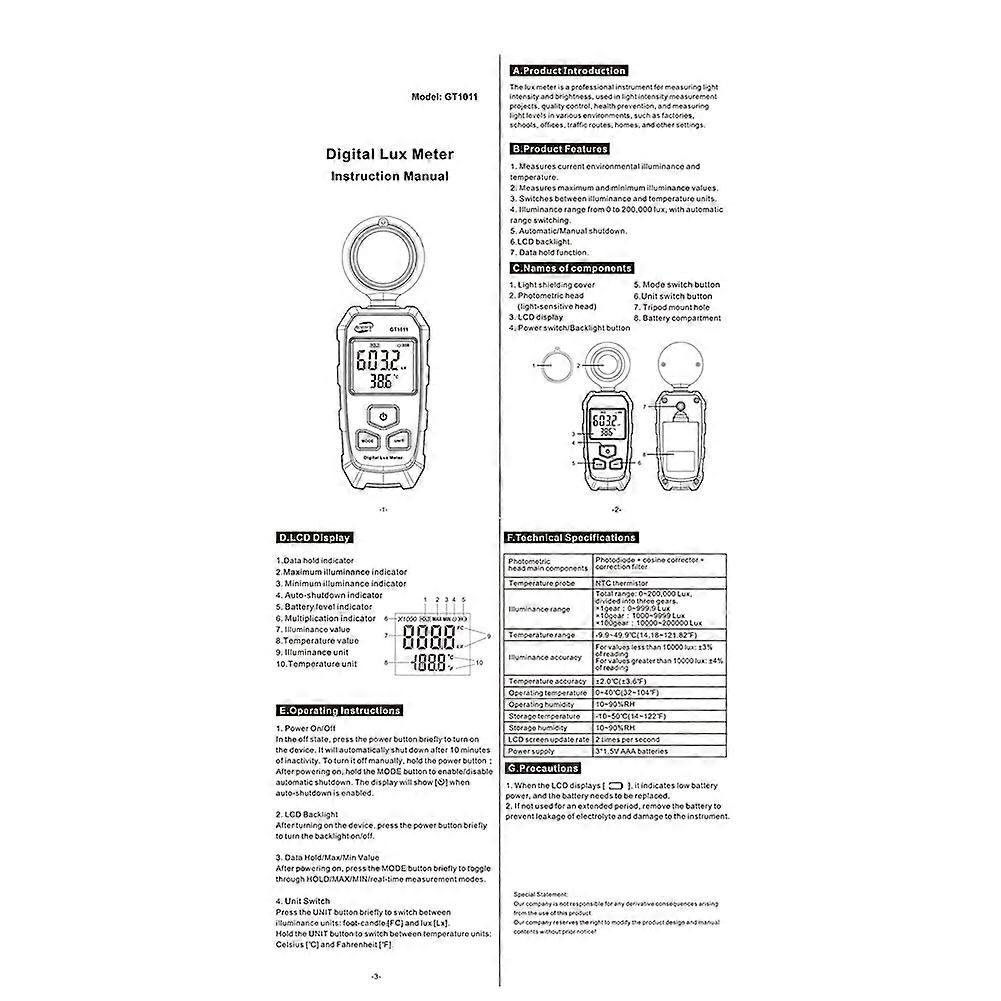 BENETECH Digital Lux Meter Auto Range LU FC Unit Data Storage Luxmeter Light Meter Illuminometer 200000Lux