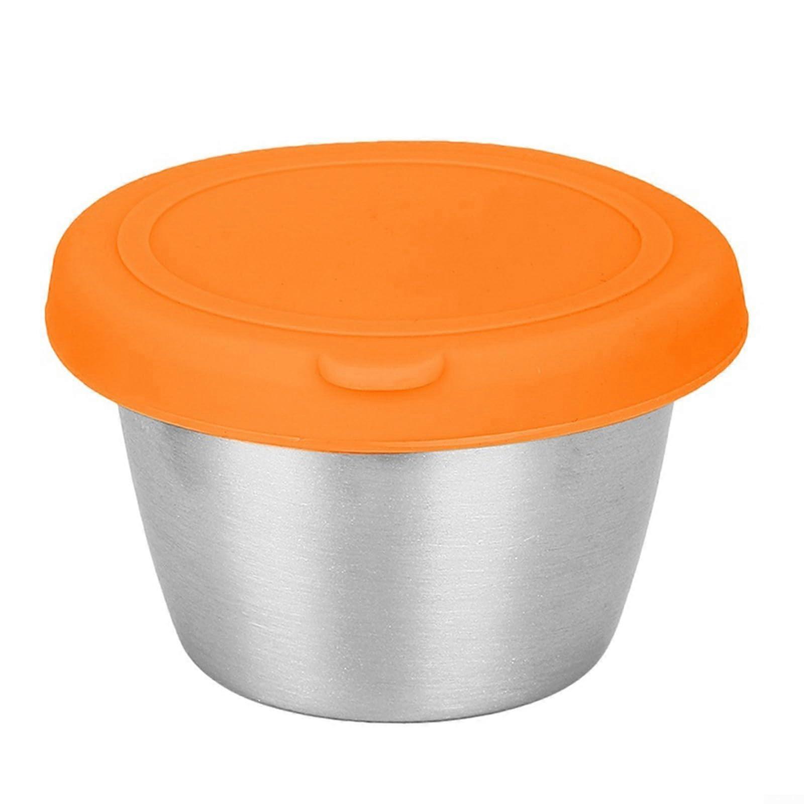 Stainless Steel Condiment Container 70ml with Orange Lid for Travel and Easy Cleaning