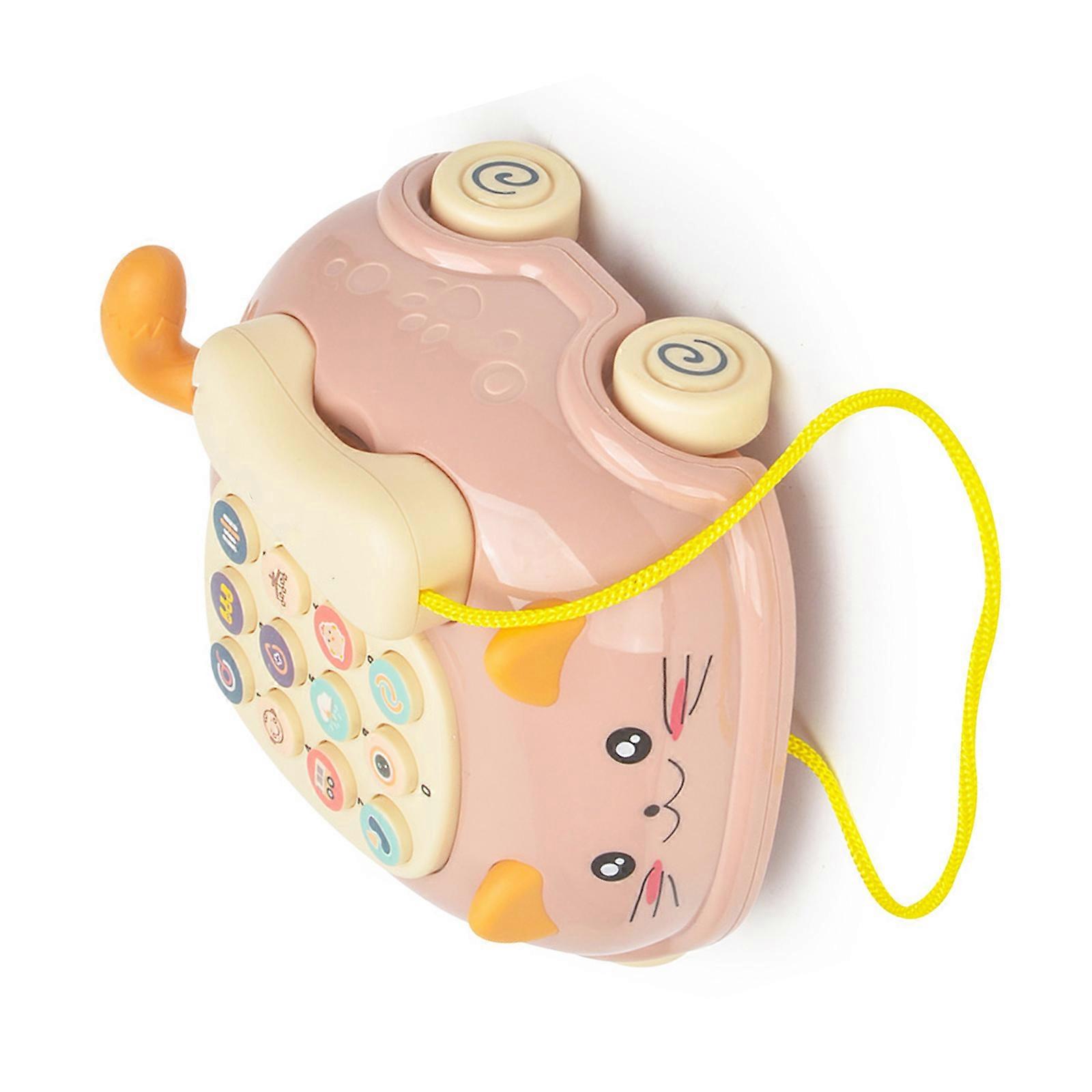 Toddler Educational Phone Toy With Music Mode Interactive Buttons Musical Telephone Sensory Early Learning Activity Toy  Pink