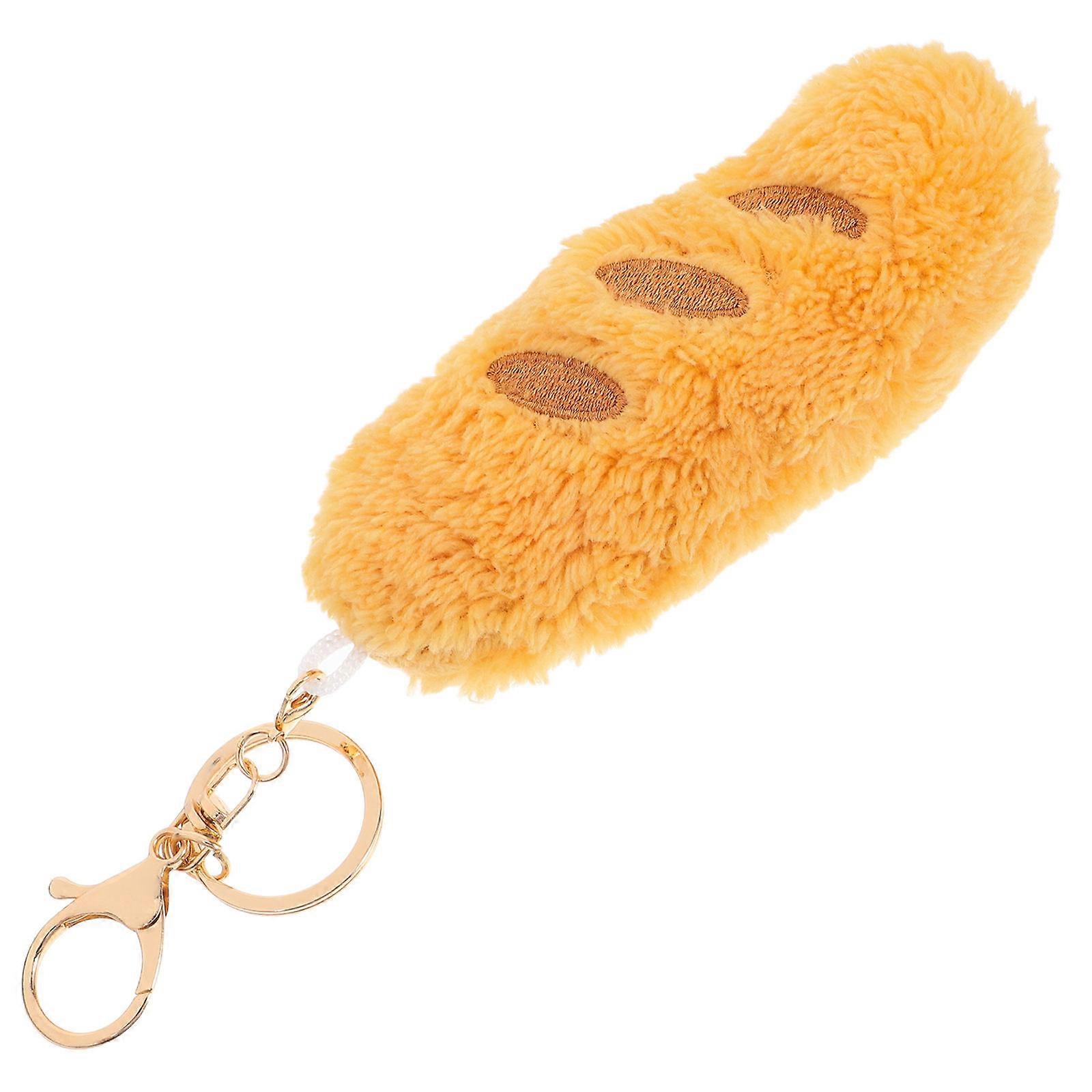 Cute Plush Bread Keychain Attachment For Backpack Decoration Soft And Funny Design 1 Pcs
