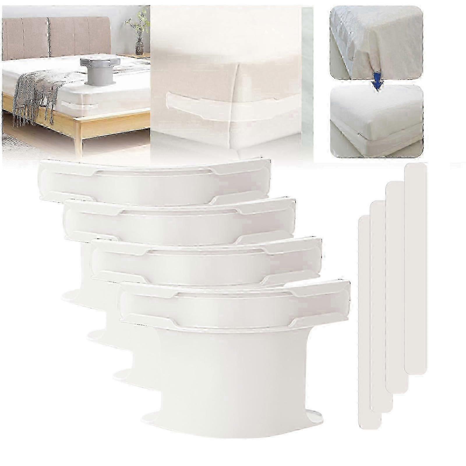 e 4-Pack No-Slip Bed Sheet Holder, Effortless Bed Sheet Grippers - Sheet Corner Holders for Secure & Tight, Lateral Sleepers