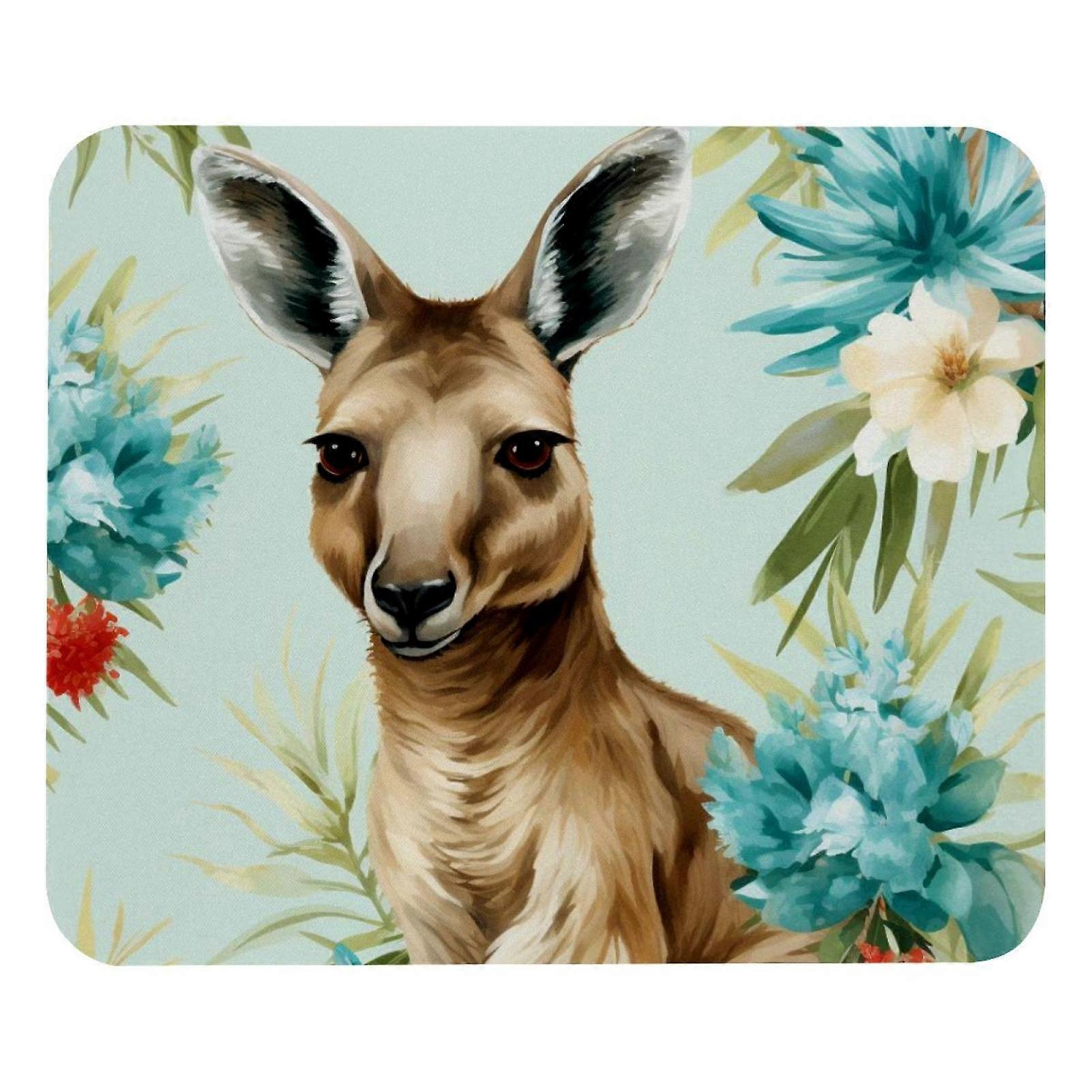 Square Mouse Pad, Non-Slip Rubber Base Computer Mousepad for Office Laptop - Kangaroo Flower Pattern