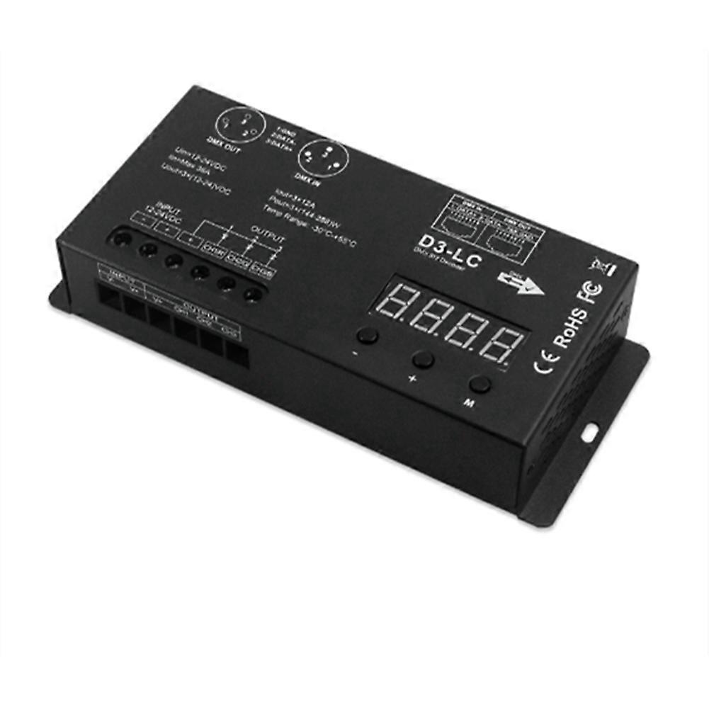 High Power Dmx512 Led Controller 3CH 12A/CH DMX512 Decoder Dimmer Driver DC12V-24V MAX 864W for Led Rgb Strip or Light