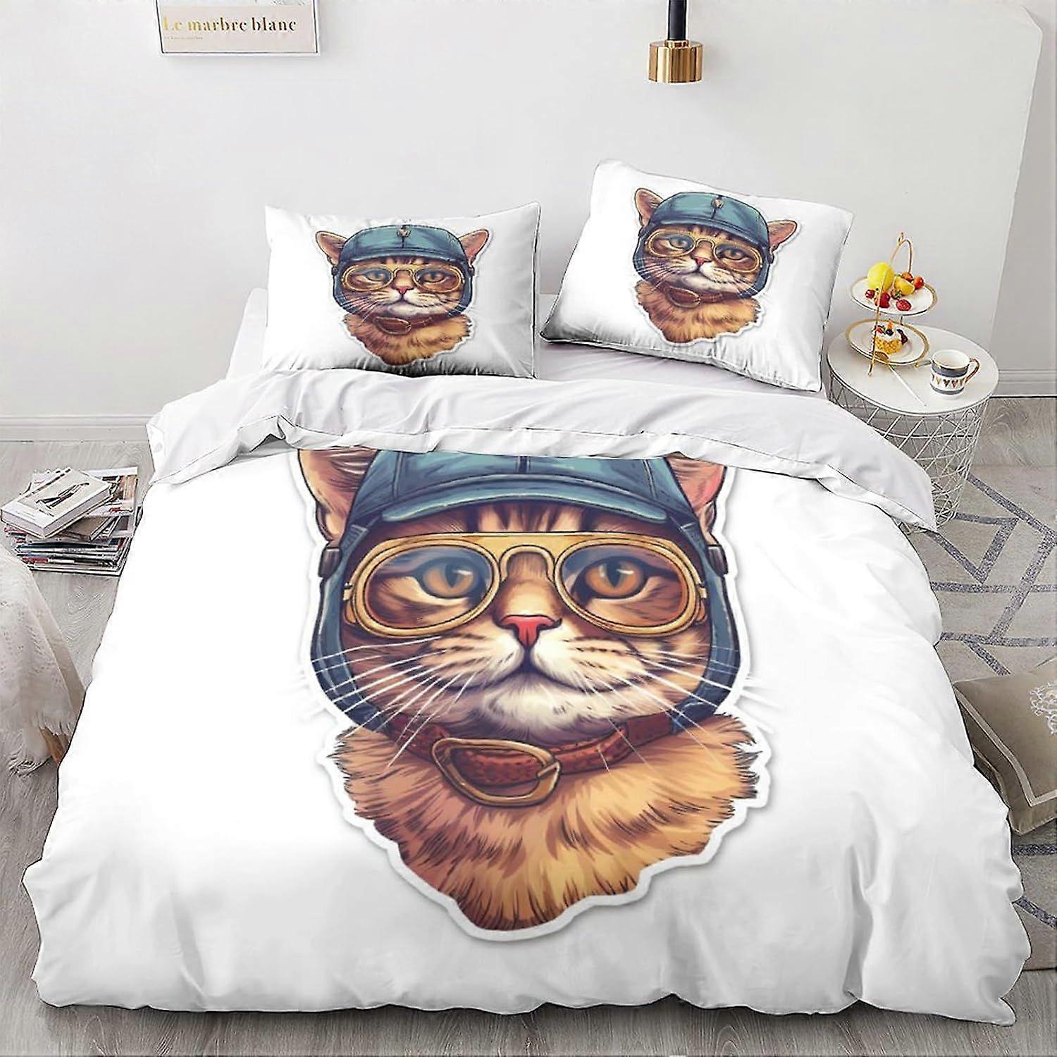 مجموعات فراش القط LikeEj مجموعة غطاء لحاف لطيف 3 قطع ، ستوكات 3D أنيمي مجموعة لحاف غرفة نوم مزدوجة
