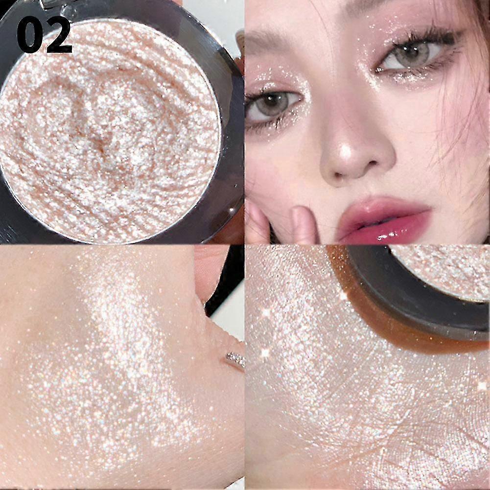 Pearlescent Highlighter Palette with Mirror and Brush for Natural Dimensional Glow All Skin Types