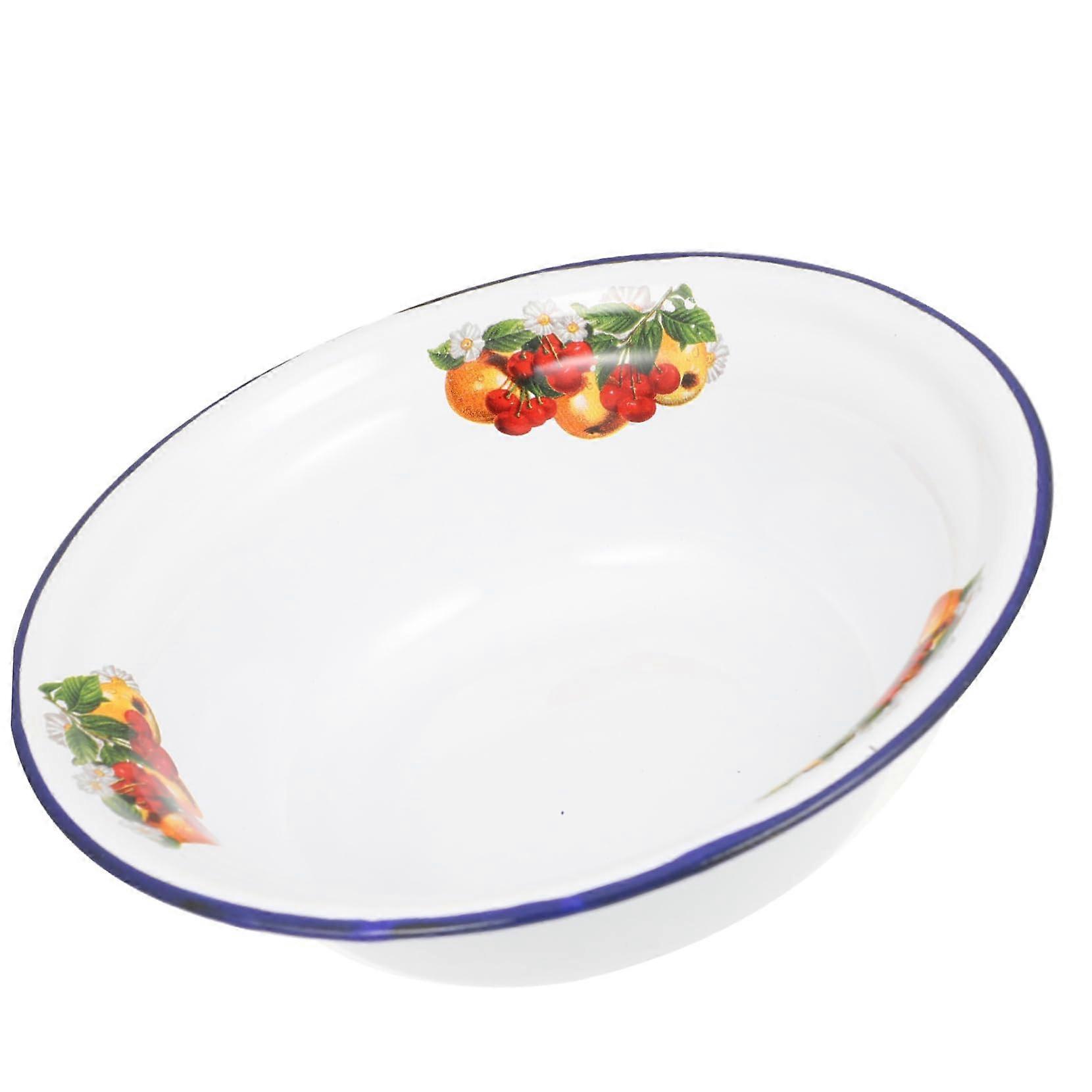 Vintage Enamel Basin Rustic Style Multipurpose Kitchen Bowl with Smooth Edges and Heat Retention