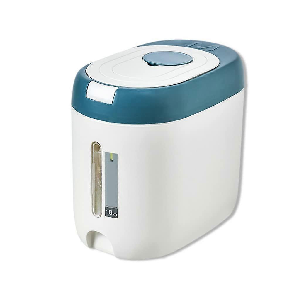 10kg Rice Storage Container with Scoop, Airtight Grain Bin for Kitchen Pantry, Blue