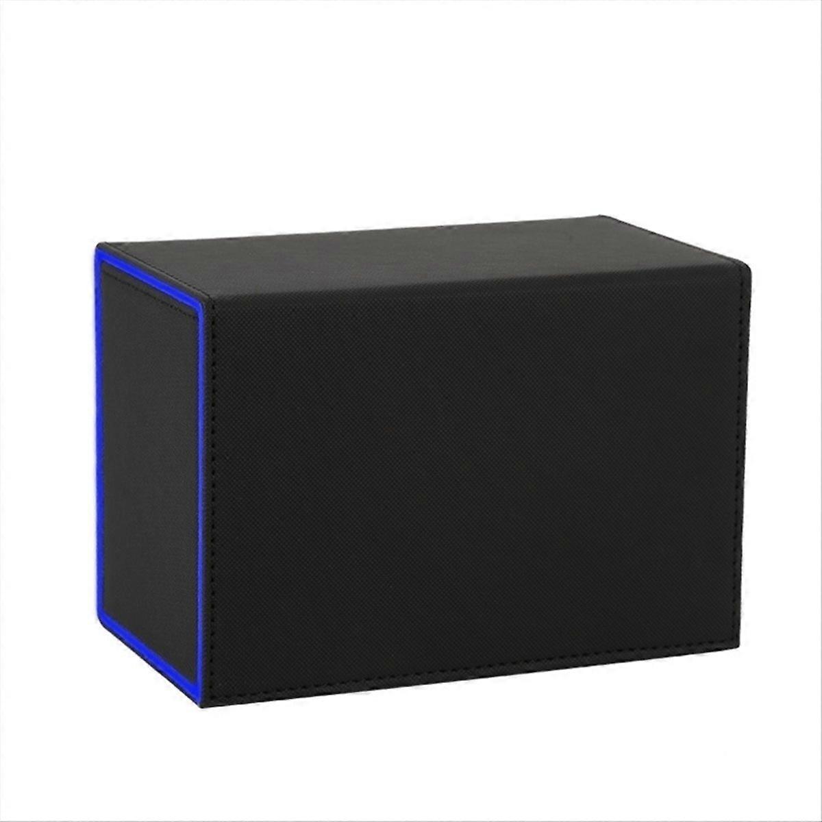 Card Deck Box, Premium Card Box with Flip Dice Tray , black+blue