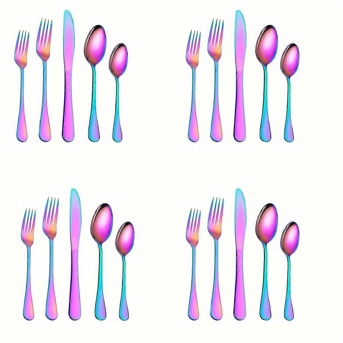 20 PCs silverware set for 4, stainless steel flatware cutlery utensil kitchen set