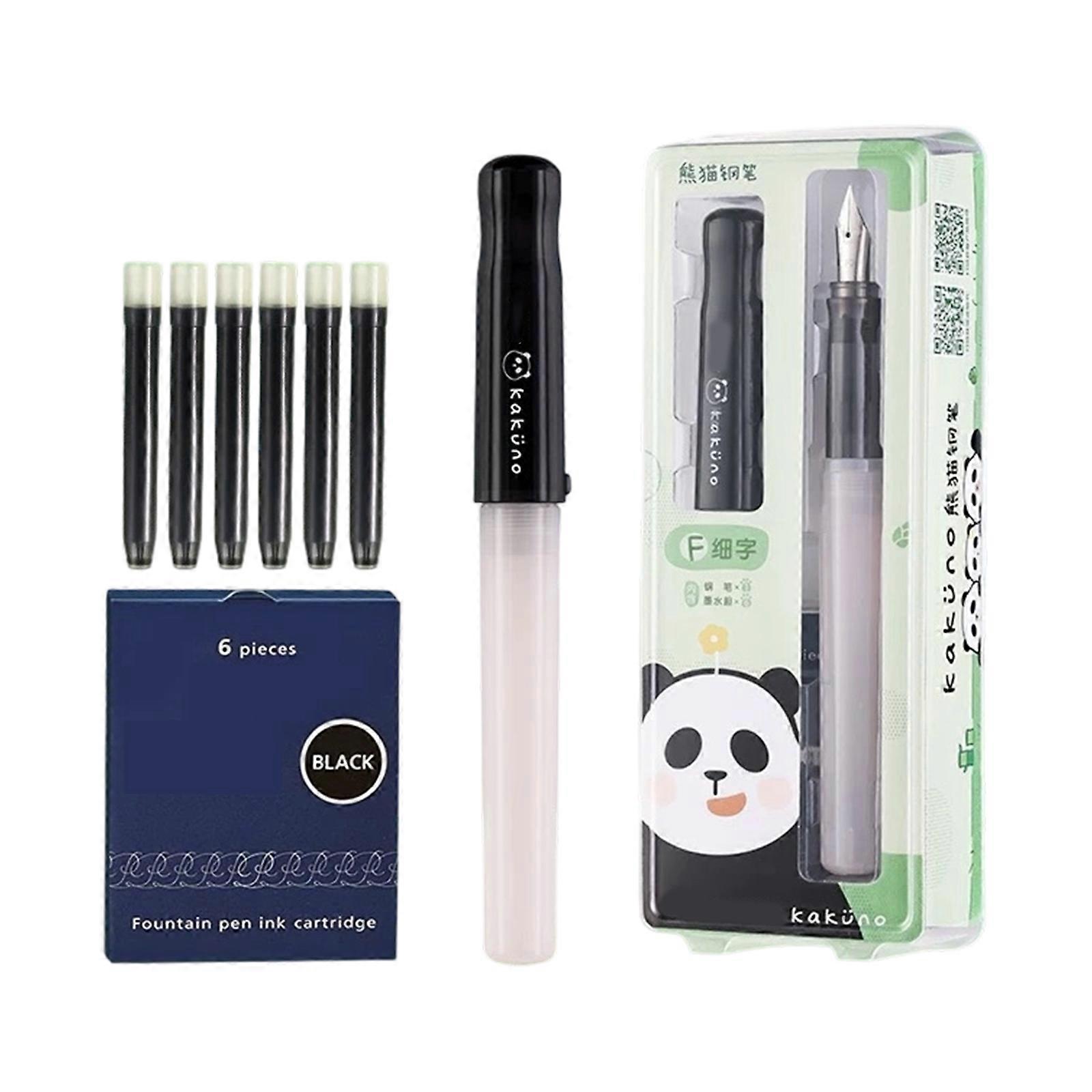 Ergonomic Grip Fountain Pen With 6 Inks Cartridges 0.5mm Fine Tip For Students Beginner Adult Note Taking Journaling Multicolor