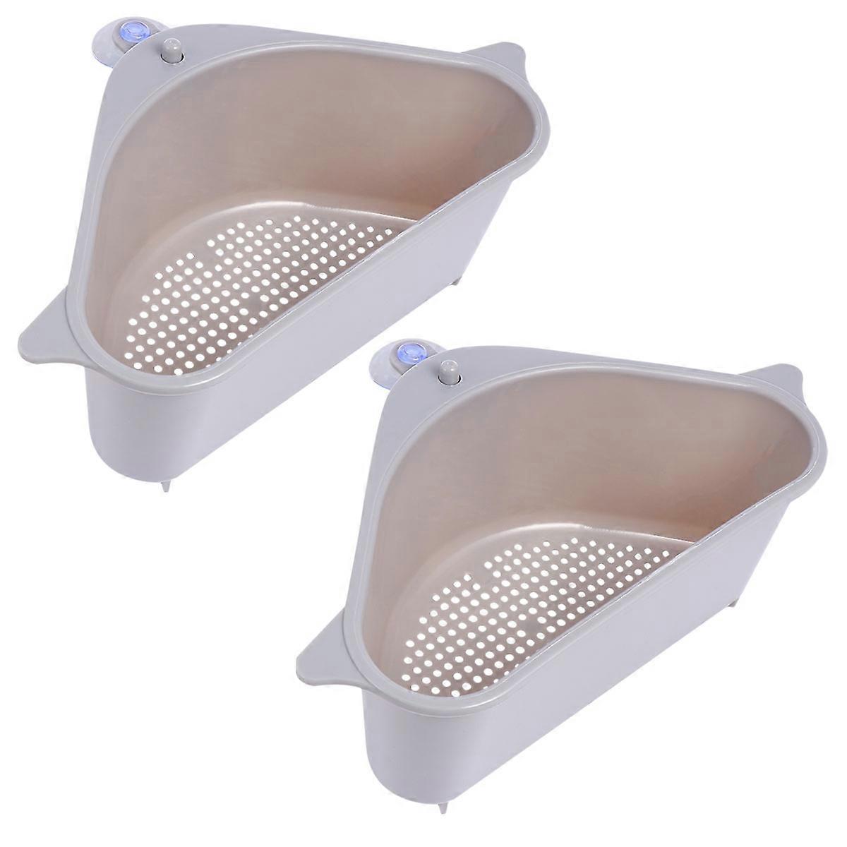 Sink Basket with Strong Suction for Home Kitchen Use 2Pcs Grey
