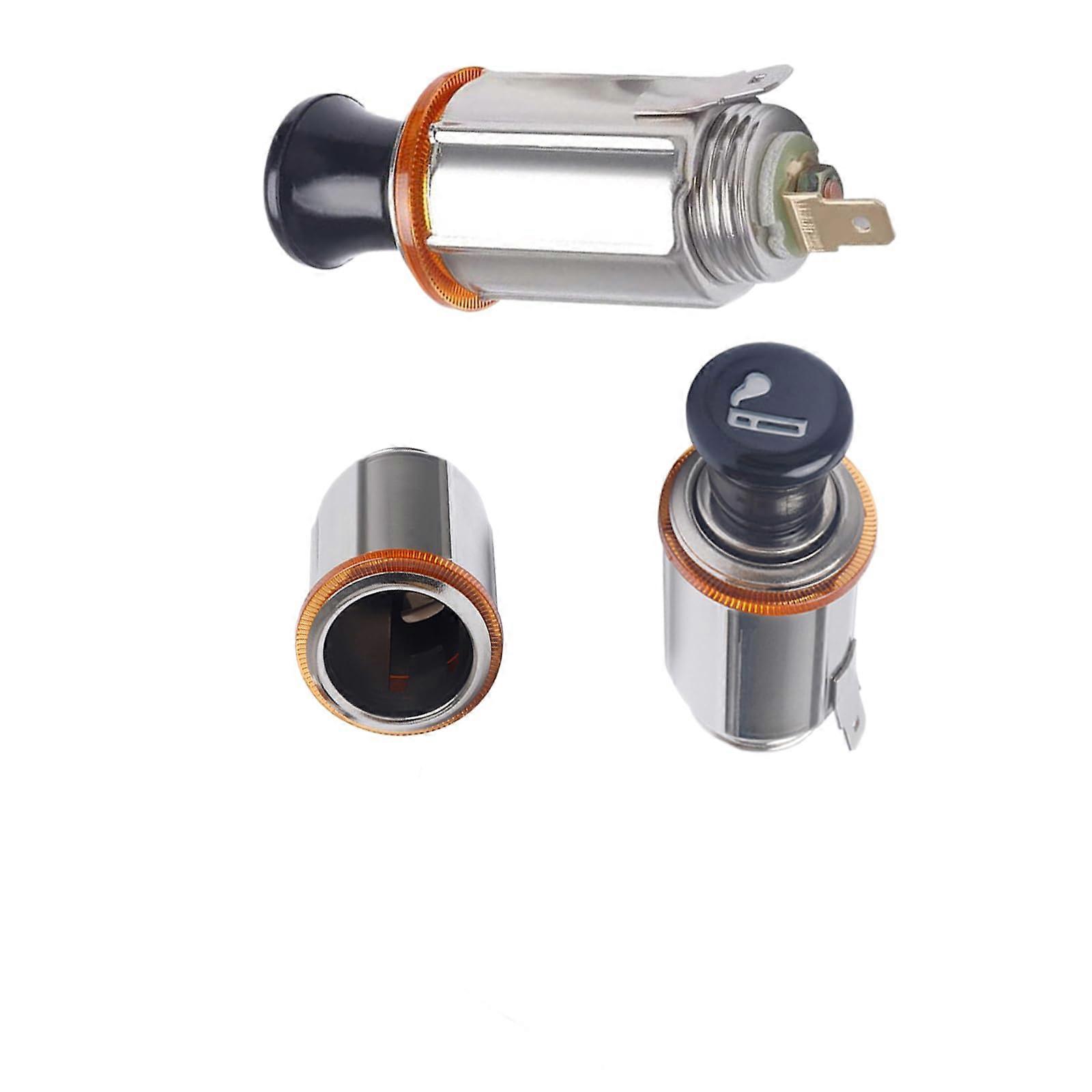 Universal 12V Car Cigarette Lighter Socket Replacement with Eject Button, Waterproof Cap, Fits Cars Boats Trucks