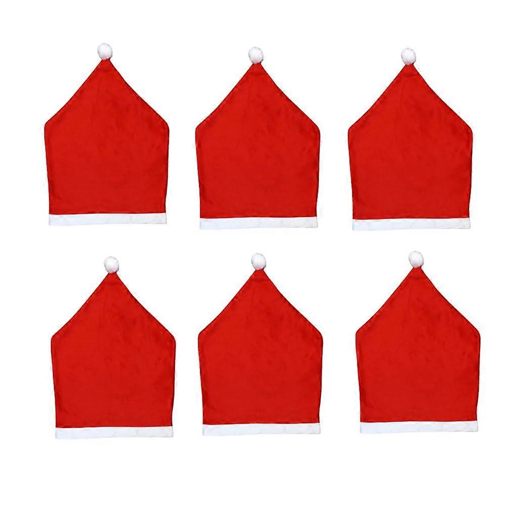 Christmas Chair Covers Set of 6 with Santa Hat Design and Snowflake Pattern for Holiday Dining Decor