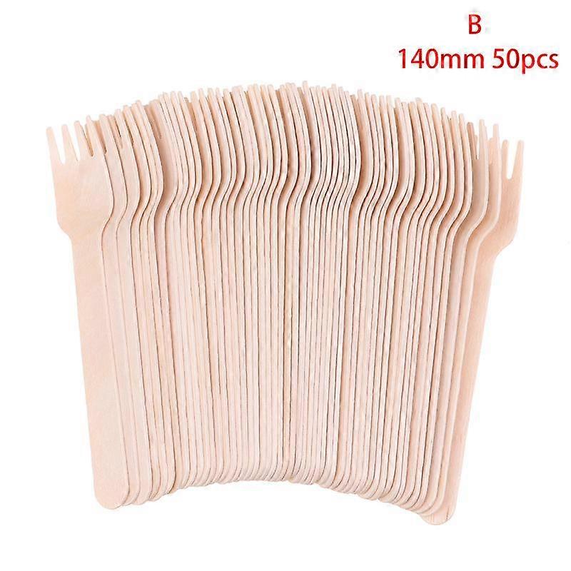 50Pcs 14Cm Disposable Wooden Spoon Fork Set For Party Wedding Cake Tasting Batch Practical Tableware Party Peripherals