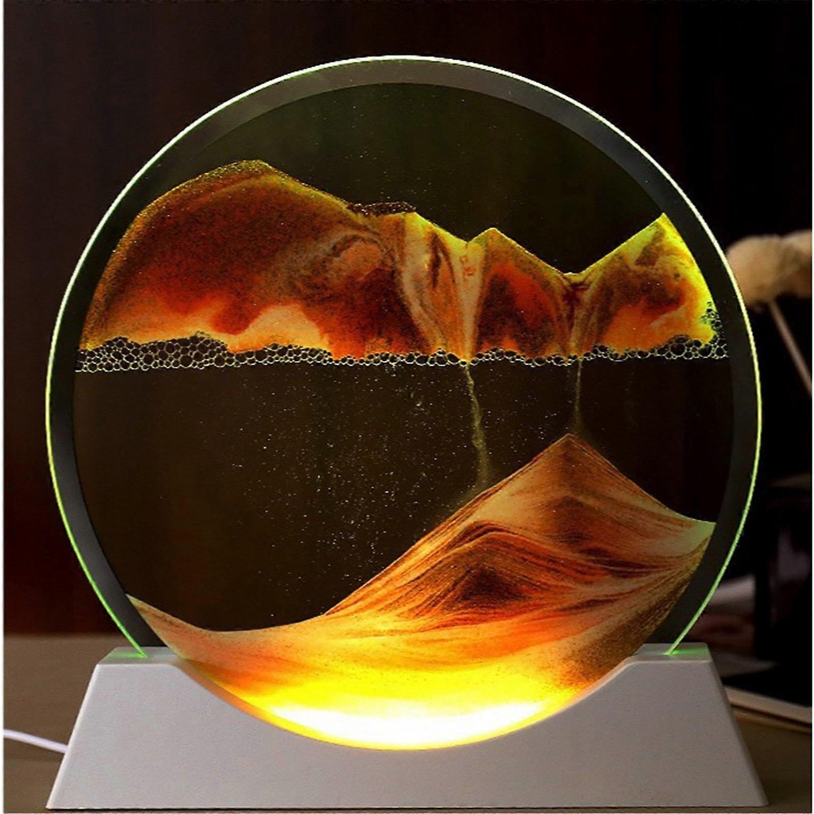 Sand Art Lamp Hourglass USB Powered Warm Ambient Lighting Table Decor Yellow 25CM