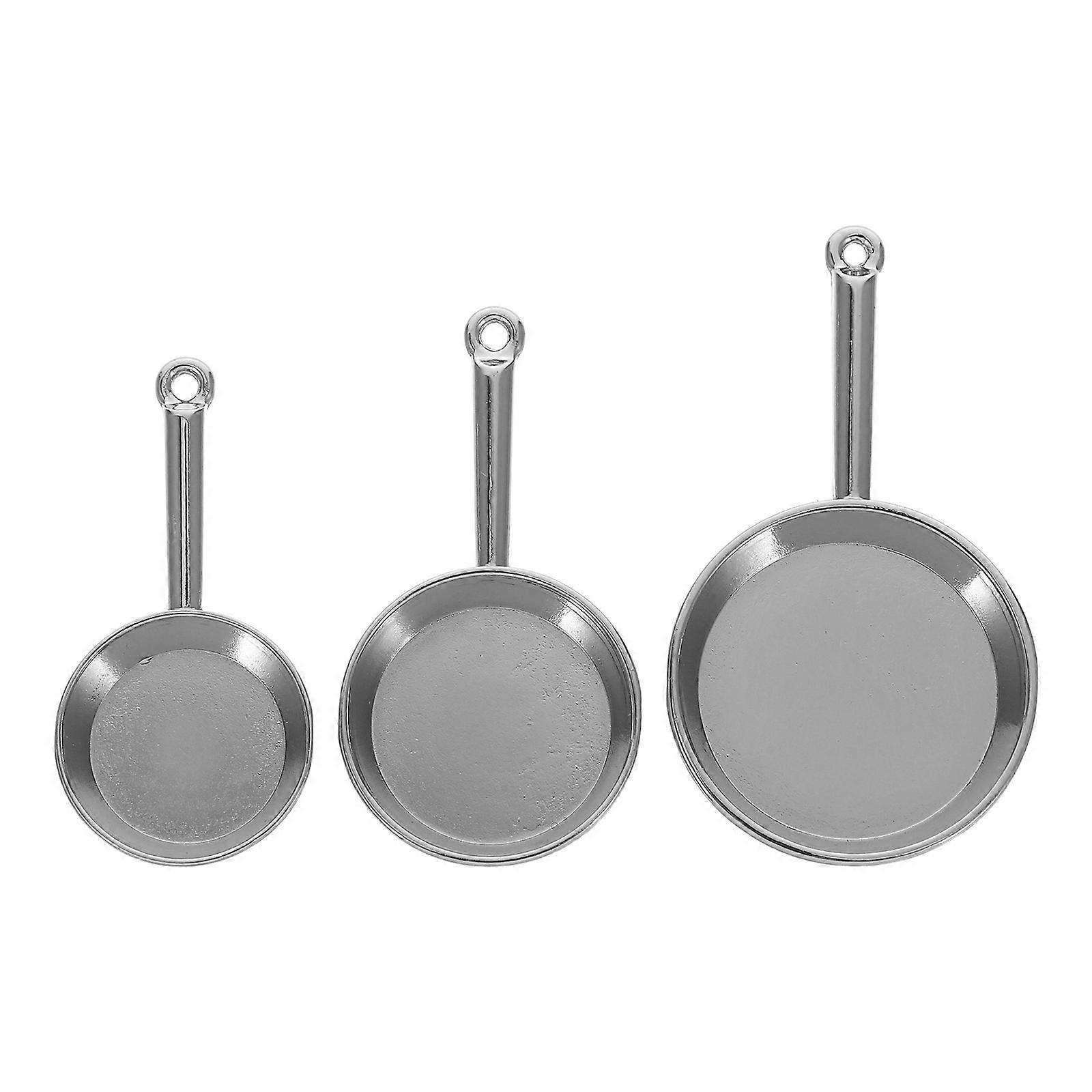 Wwawa House Kitchenware Dollhouse Mini Frying Pan for 3Pcs Set