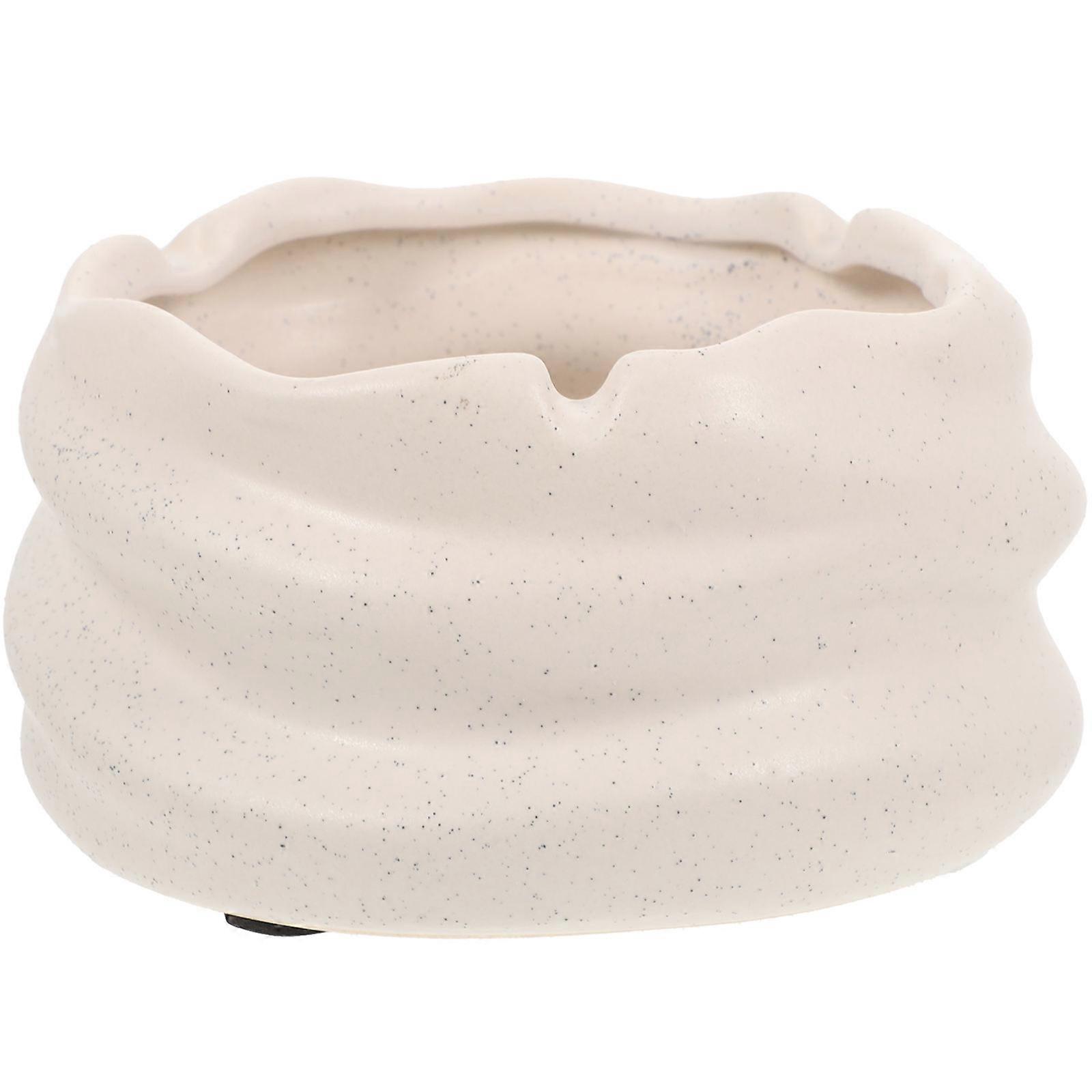 Beige Mirror Ceramic Ashtray for Home Use Decorative Ash Holder