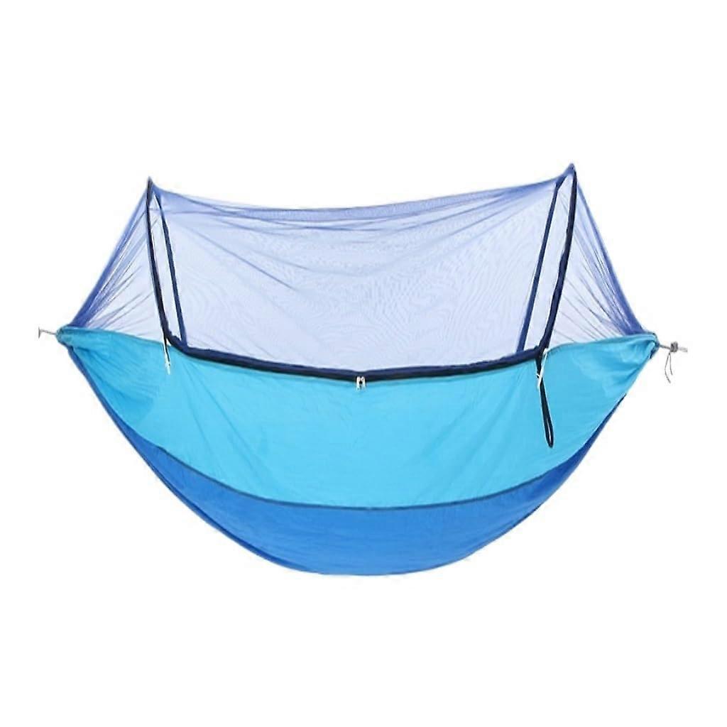 Camping Hammock with Mosquito Net, Automatic QuickOpen, Breathable Mesh for Outdoor Backyard Blue