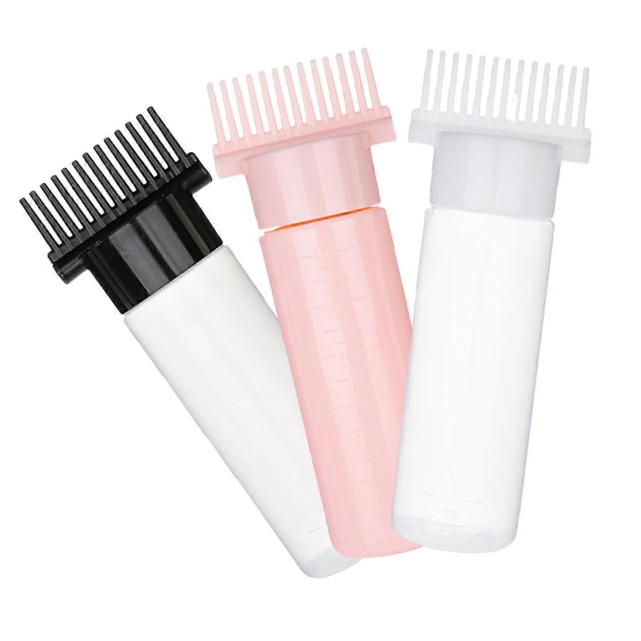 3pcs Hair Dye Applicator Bottles with Comb Tip for Precise Root Touch Up and Even Color Distribution