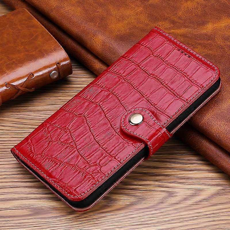 Case For Iphone 13 Mini Red Wallet Crocodile Pattern Buckle Flip No8494