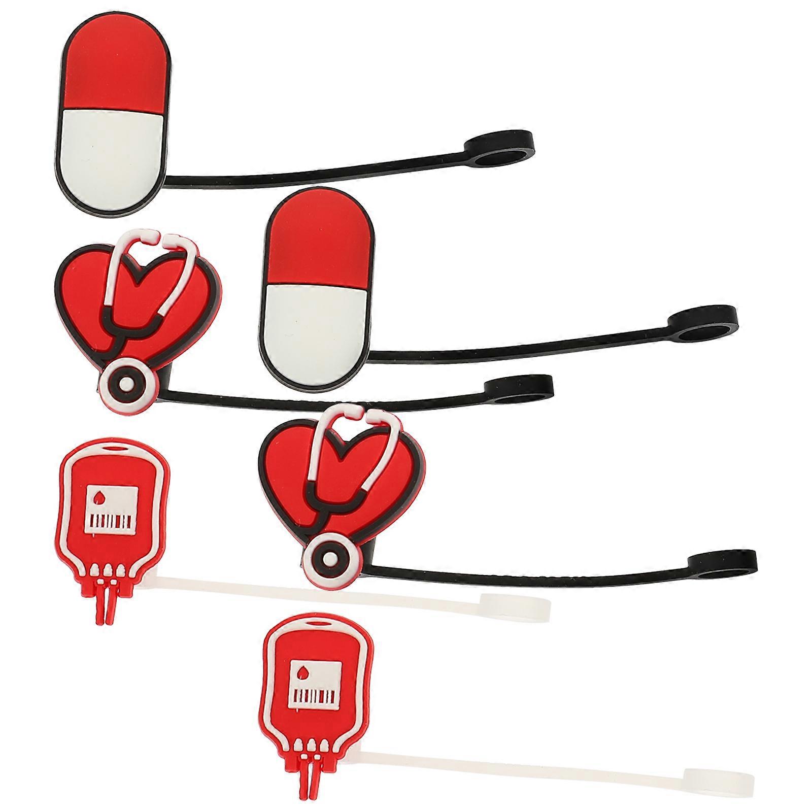 Red Reusable Straw Covers Straw End Protectors with 6Pcs Silicone