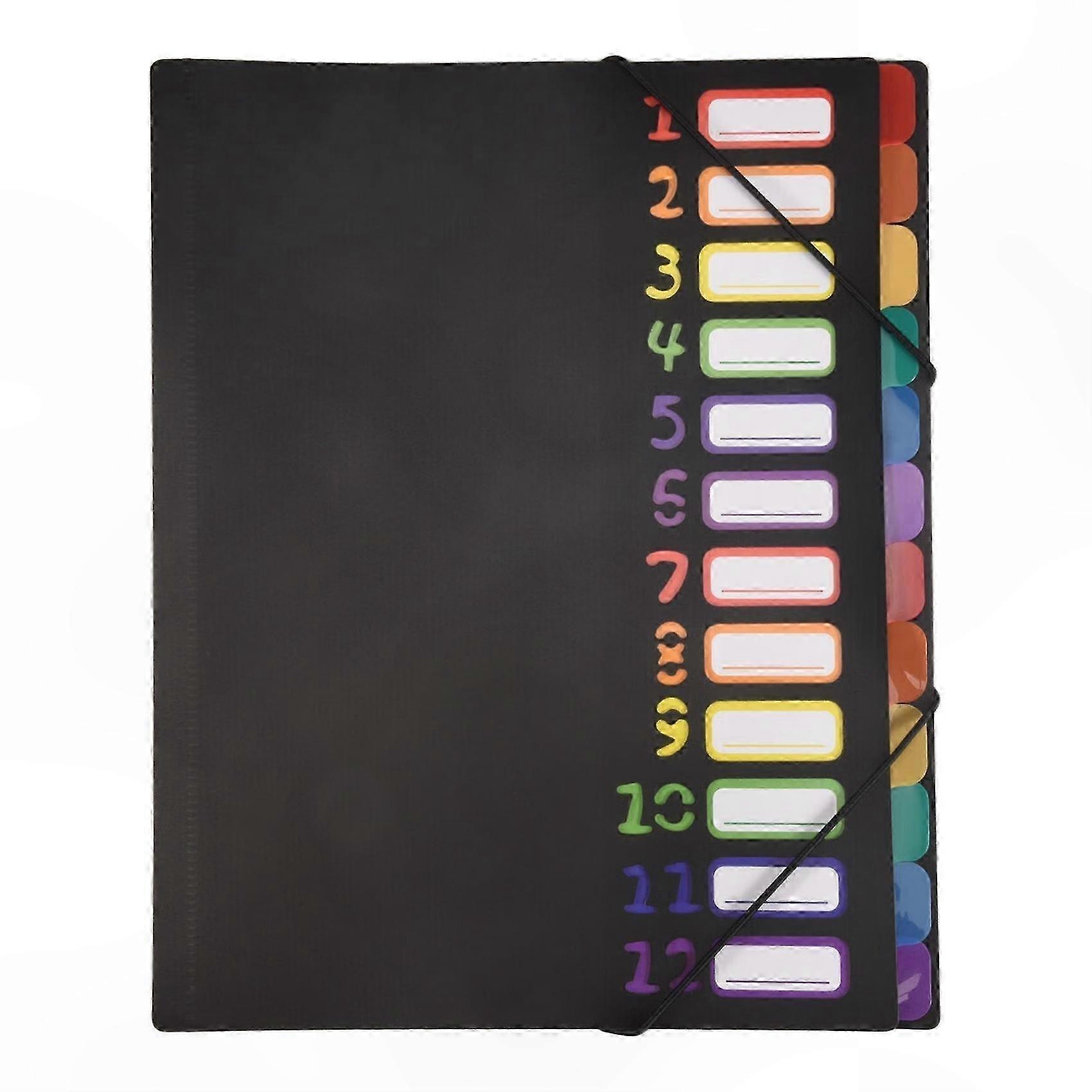 Multi-Section Document Organizer with 24 Transparent Pockets and 12 Color-Coded Tabs, 300 Sheet Capacity, Indexed Cover for Easy Reference