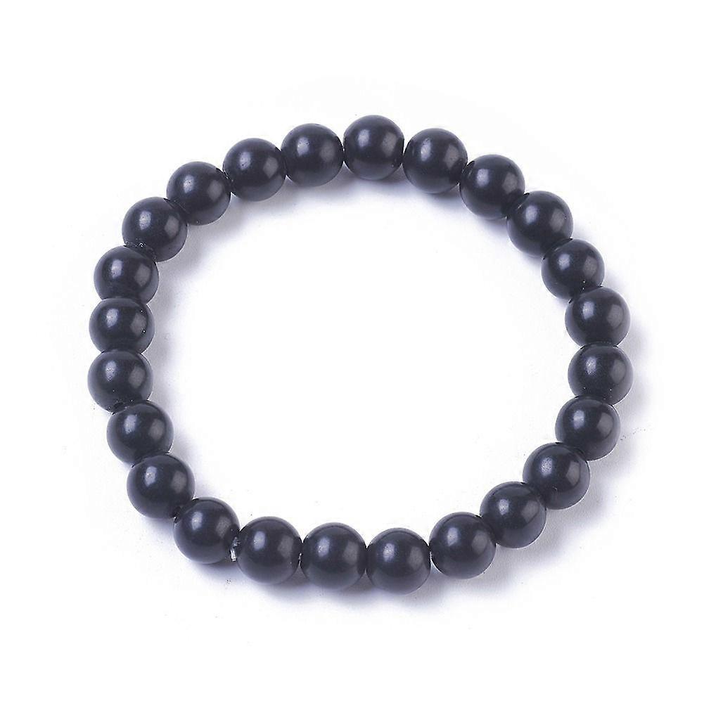Natural Black Stone Stretch Bracelets Round 2-1/4 inch(5.75cm)