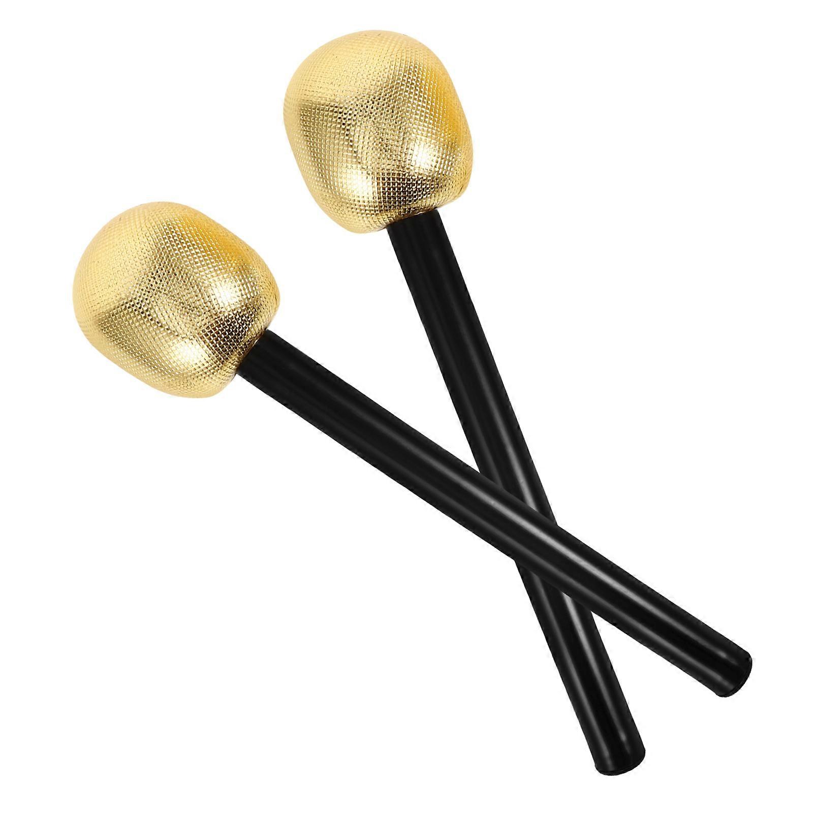 Fake Microphone Model Simulation Microphone for Stage Use 2Pcs Golden ABS