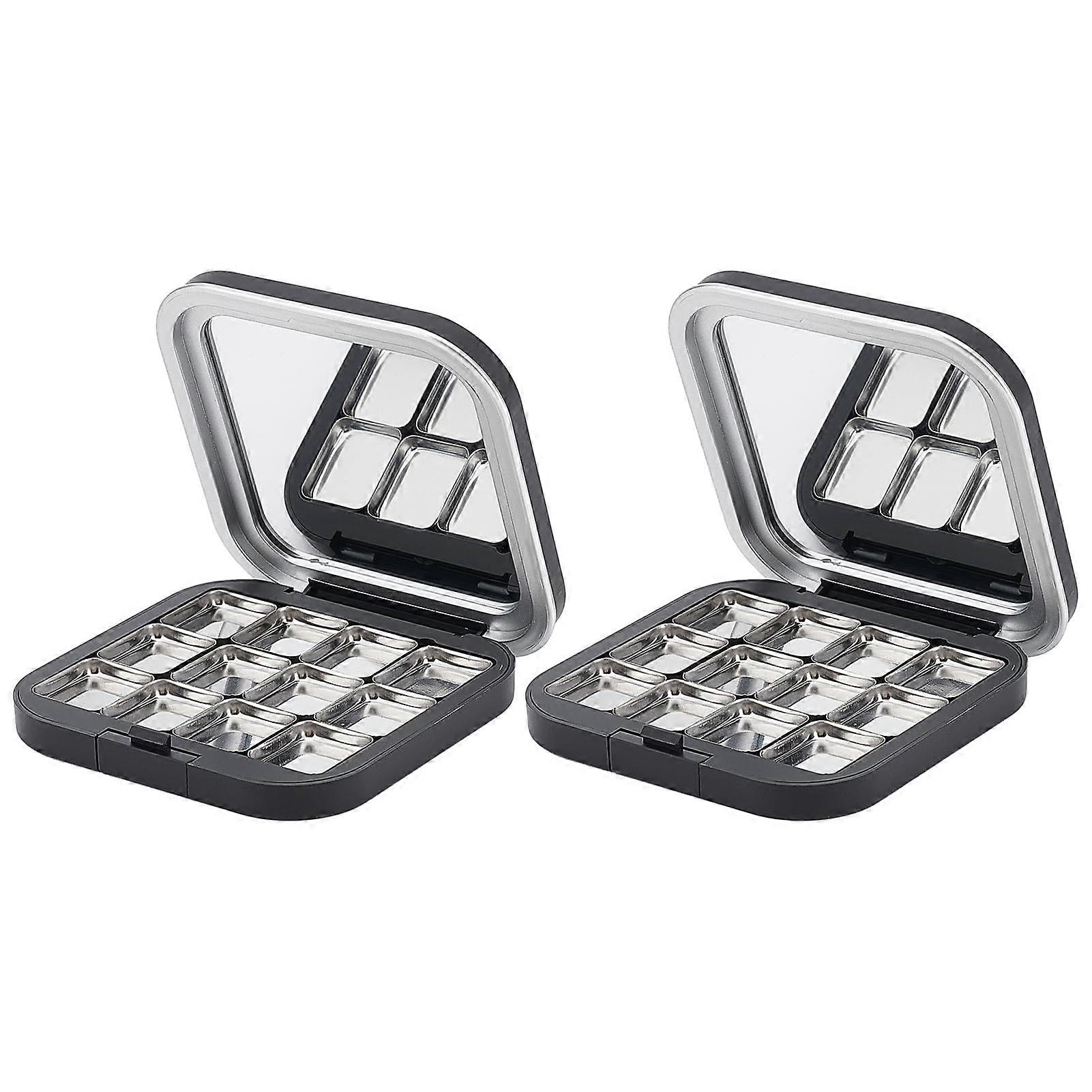 Empty Eyeshadow Palette Set, 12 Grid Refillable Makeup Case with Mirror, Compact Travel Friendly