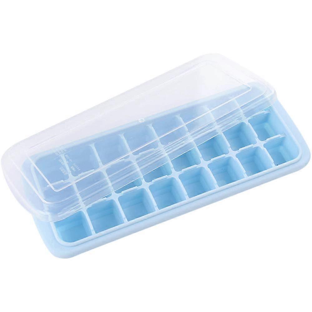 Silicone and PP Ice Cube Tray with Lid, 24 Cubes, Easy Release, Stackable FoodGrade Blue