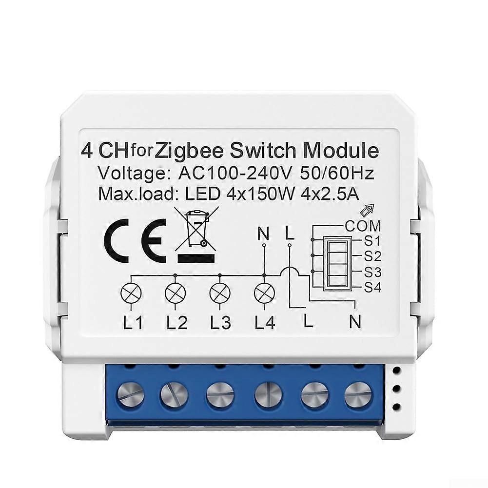 ZigBee Smart Light Switch Module 4 Gang with Voice Control Dual System State Memory Timer