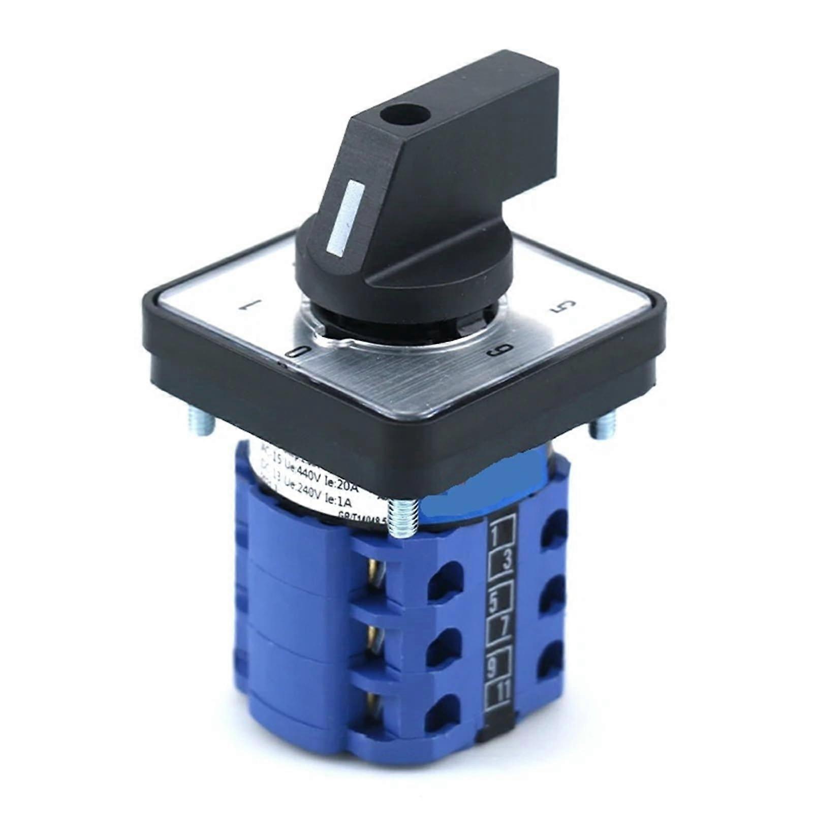 20A Rotary Cam Switch 7 Position 48x48mm Panel Mount Durable Rotary Control for Easy Switching
