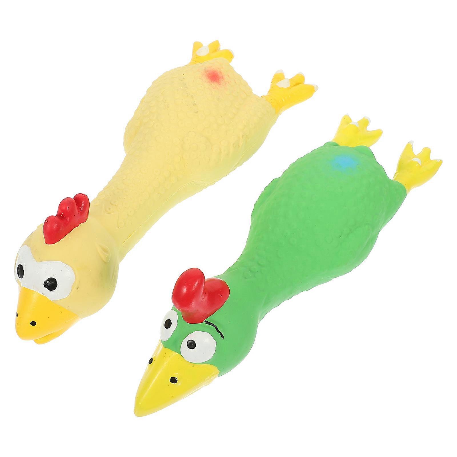 Interactive Latex Dog Toy for Chewing and Vocalizing 2Pcs Chicken Shape