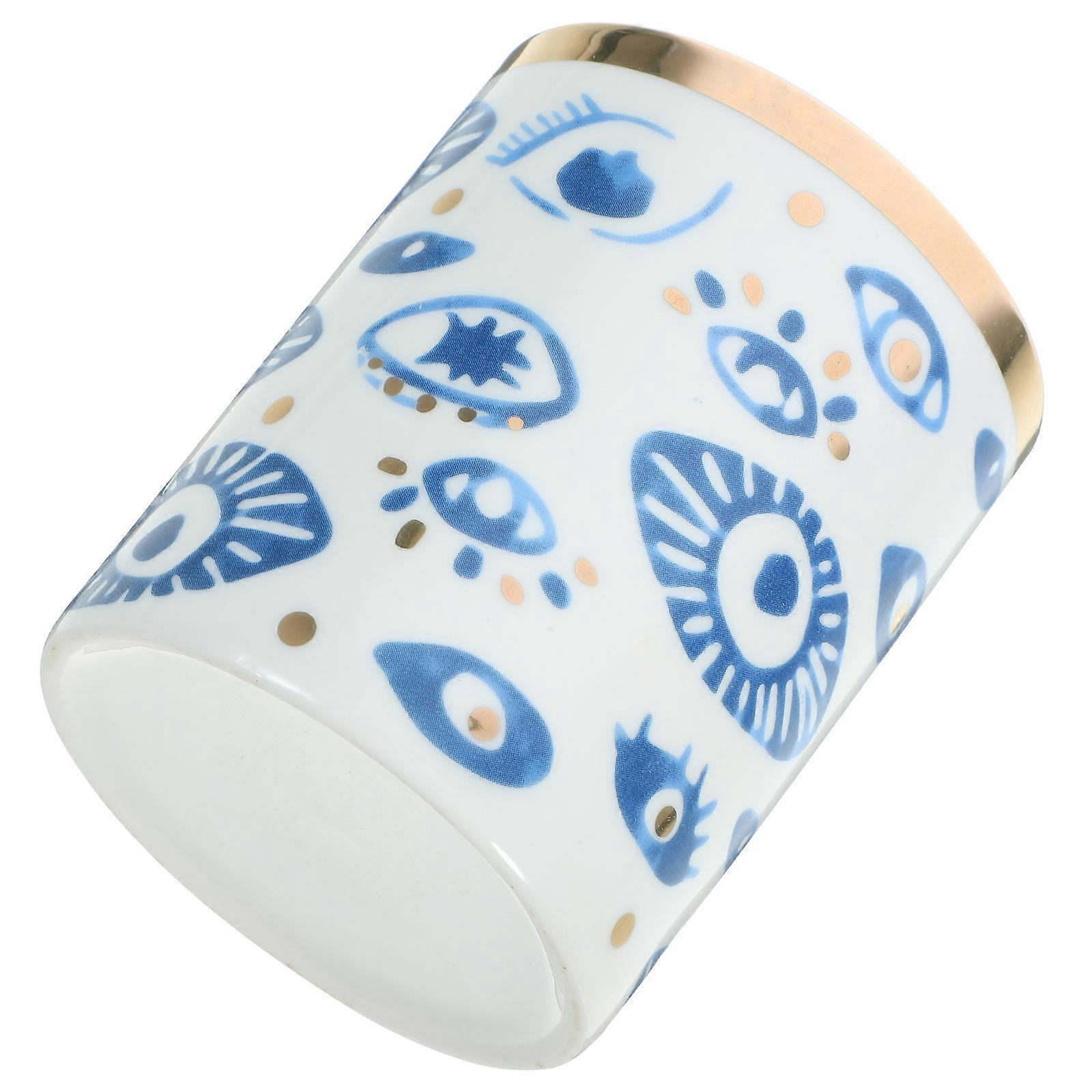 Decorative Ceramic Candle Jar with Lid for Desktop Aromatherapy