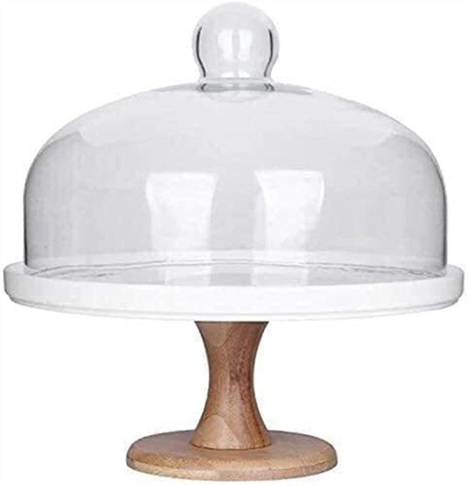 Ceramic Cake Stand with Wooden Base Elegant MultiTier Dessert Plate Set for Party Fruit Display